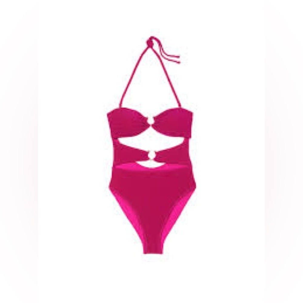 VICTORIA'S SECRET‎ SWIM Shimmer Cut-Out Bandeau One-Piece Swimsuit Size Small - Picture 2 of 13